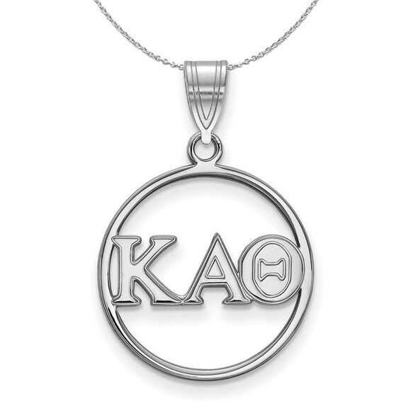 Sterling Silver Kappa Alpha Theta Medium Circle Greek Necklace - 24 In - Picture 1 of 8